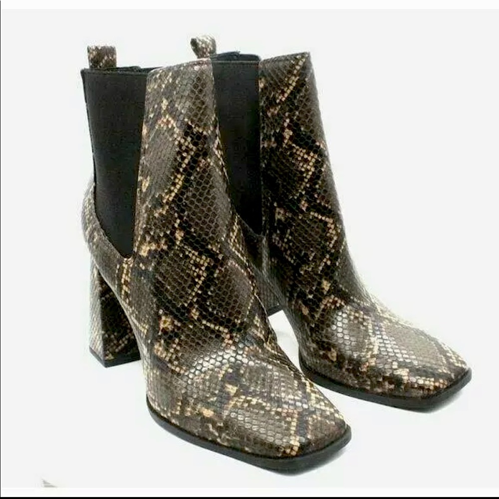 Sam Edelman Polly Snake Print Square Toe Booties